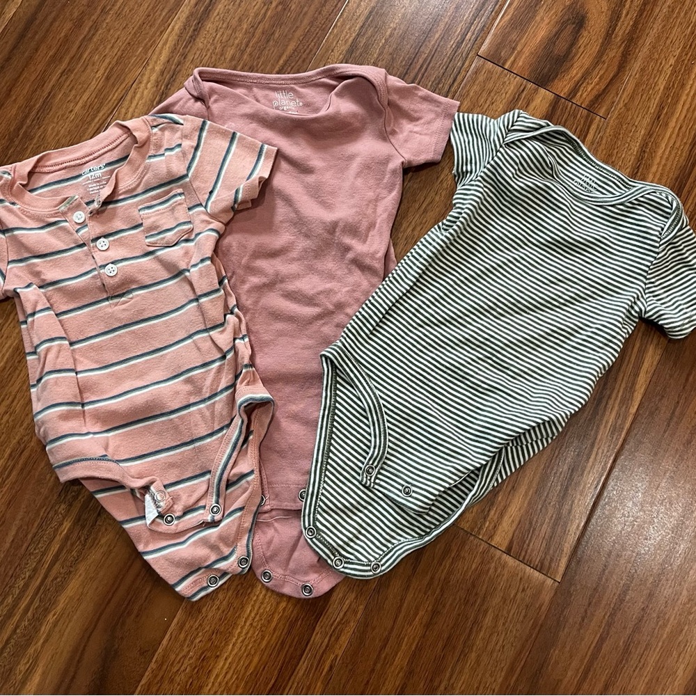 Striped and Solid Kids One Piece Set